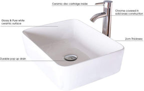 36” Bathroom Vanity Sink Combo Black W/Side Cabinet with Round White Ceramic Vessel Sink, Chrome Bathroom Solid Brass Faucet and Pop Up Drain Combo, W/Mirror