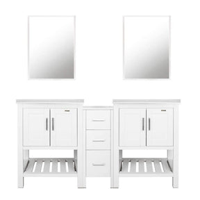 Eclife 60”  White Modern Stand Bathroom Vanity Combo W/Side Cabinet, W/Mirror