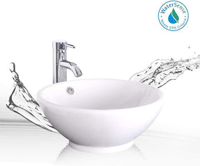 14" Bathroom Vanity and Sink Combo White Small Vanity Square Ceramic Vessel Sink & 1.5 GPM Water Save Faucet & Solid Brass Pop Up Drain