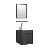 Eclife 24” Morden Grey Floating Vanity With Vessel Sink Set With Bathroom Mirror