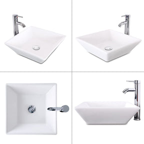 Eclife 60”  White Modern Stand Bathroom Vanity Combo W/Side Cabinet, W/Mirror
