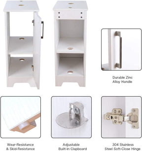 14" Bathroom Vanity and Sink Combo White Small Vanity Square Ceramic Vessel Sink & 1.5 GPM Water Save Faucet & Solid Brass Pop Up Drain