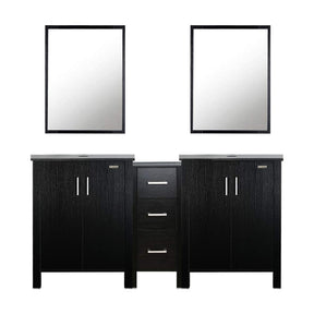 Eclife 60” Black Modern Double Sinks Bathroom Vanity Combo W/Side Cabinet, W/Mirror