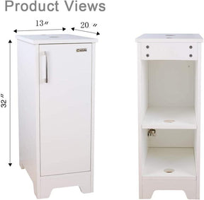 Eclife 14" Bathroom Vanity and Sink Combo White Small Vanity Square Ceramic Vessel Sink