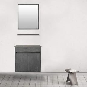 Eclife 24” Morden Grey Floating Vanity With Vessel Sink Set With Bathroom Mirror