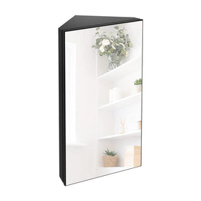 Eclife 24" Bathroom Corner  Cabinet with Mirror, Wall Mount Mirror Cabinet Hanging Triple Shelf Storage Cabinet Opens Left to Right