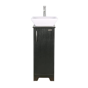 14" Bathroom Vanity and Sink Combo Black Small Vanity Sink & 1.5 GPM Water Save Faucet & Solid Brass Pop Up Drain