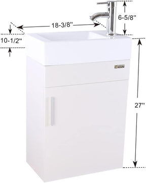 Eclife 18.4’’ Bathroom Vanity Combo,Modern Design Wall Mounted Vanity Set with Terpered Glass Sink Top