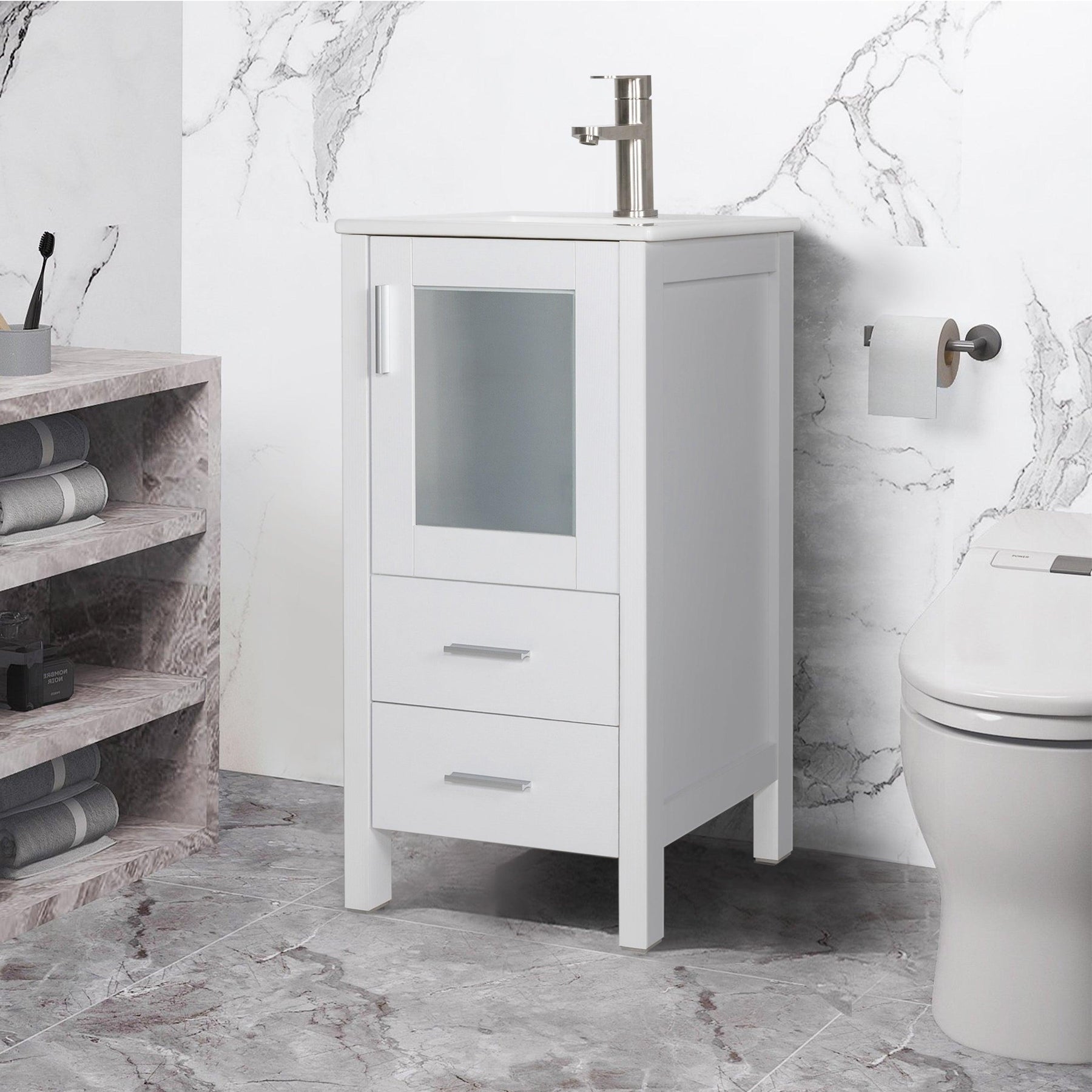 Eclife 16" Small Bathroom Vanity with Undermount Ceramic Sink