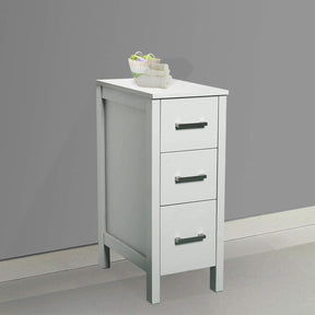 12" Bathroom Cabinet 3 Drawer Organizer Free Standing Single Vanity, Small Nightstand, White Vanity MDF(Ivory)