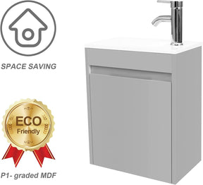 Rec 16" Wall Mounted Bathroom Vanity Combo with Single Undermount Sink