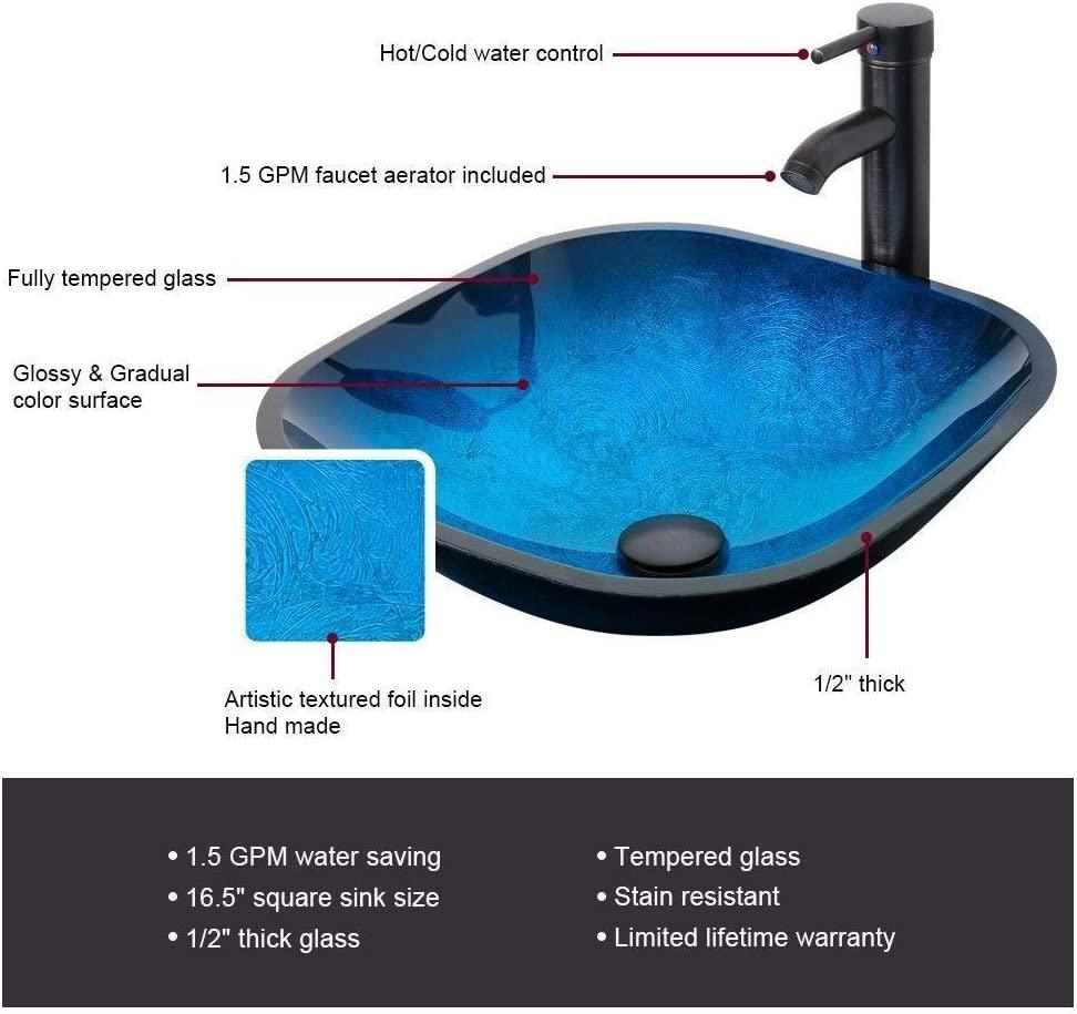 32” Bathroom Vanity Sink Combo Black Cabinet Vanity Brown Round Tempered Glass Vessel Sink & 1.5 GPM Water Save W/ORB Faucet & Solid Brass Pop Up Drain