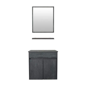 Eclife 24” Morden Grey Floating Vanity With Vessel Sink Set With Bathroom Mirror