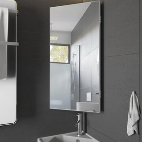 Eclife 24" Bathroom Corner  Cabinet with Mirror, Wall Mount Mirror Cabinet Hanging Triple Shelf Storage Cabinet Opens Left to Right