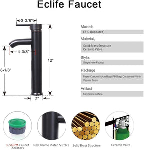 Eclife 60” Black Modern Stand Pedestal Bathroom Vanity Combo, W/Mirror