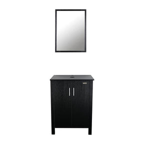 Eclife 24" Bathroom Vanity Combo Modern MDF Cabinet with Vanity Mirror Clear Round Tempered Glass Counter Top Vessel Sink with 1.5 GPM Faucet and Pop Up Drain