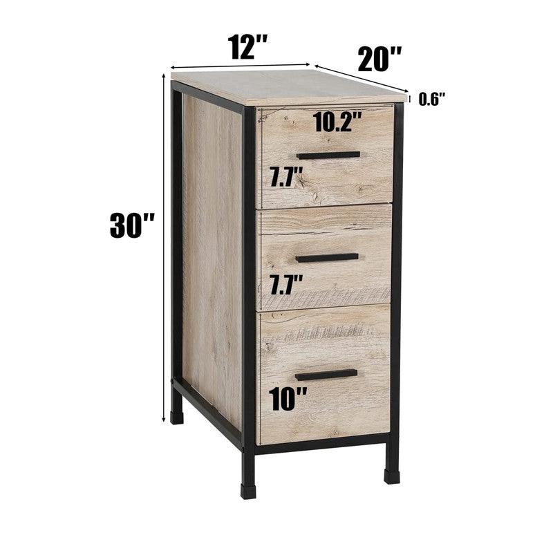 12" Bathroom Cabinet 3 Drawer Organizer Free Standing Single Vanity, Small Nightstand, White Vanity MDF(Ivory)