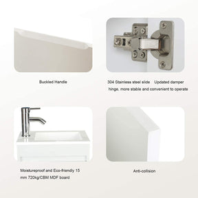 Rec 16" Wall Mounted Bathroom Vanity Combo with Single Undermount Sink