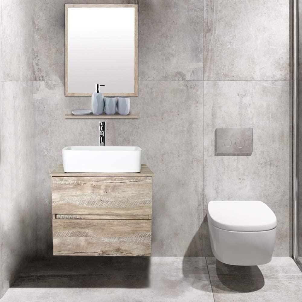 Eclife 24" Morden floating vanity with vessel sink, Natural Color Vanity Sink Set