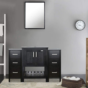Eclife 48” Bathroom Vanity Sink Combo Black W/Side Cabinet, with Mirror