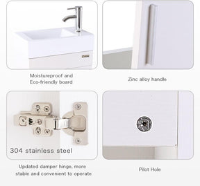 Eclife 18.4’’ Bathroom Vanity Combo,Modern Design Wall Mounted Vanity Set with Terpered Glass Sink Top