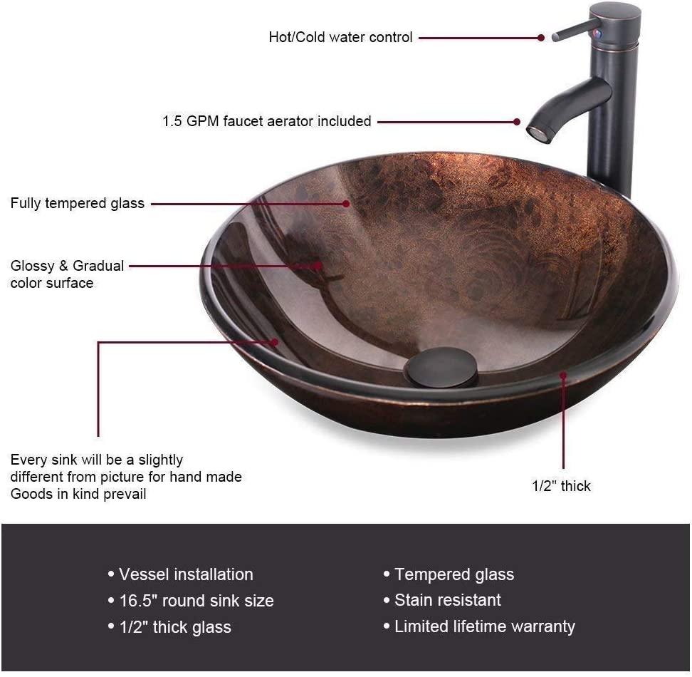 Eclife 24“ Wood Brown Double Door Bathroom Vanity