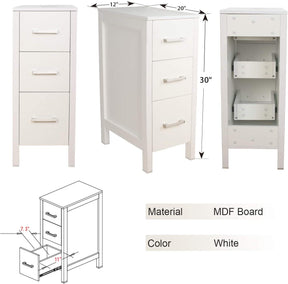 Eclife 60”  White Modern Stand Bathroom Vanity Combo W/Side Cabinet, W/Mirror