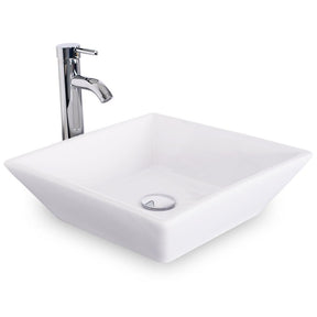 Eclife Ceramic Square Bathroom Sink Bowl