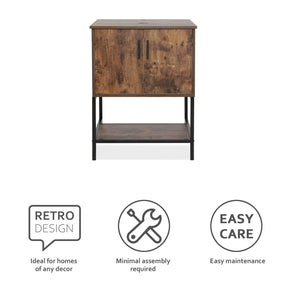 Eclife 24“ Wood Brown Double Door Bathroom Vanity