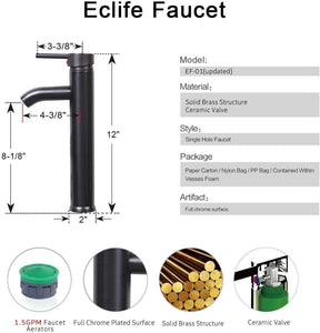 Eclife 60” Black Modern Stand Pedestal Bathroom Vanity Combo, W/Mirror