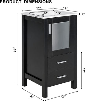 16" Small Bathroom Vanity with Undermount Ceramic Sink