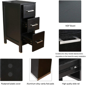 Eclife 60” Black Modern Stand Pedestal Bathroom Vanity Combo, W/Mirror