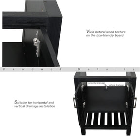 Eclife 48” Bathroom Vanity Sink Combo Black W/Side Cabinet, with Mirror