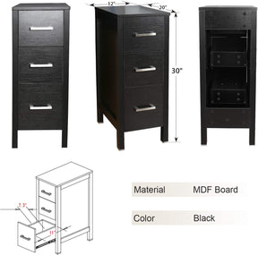 Eclife 60” Black Modern Double Sinks Bathroom Vanity Combo W/Side Cabinet, W/Mirror