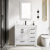 36'' Bathroom Vanities Cabinet with Sink Combo Set,Matte Black Faucet,Undermount Ceramic Sink with Thickened Wood,
