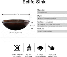 Eclife 24” Morden Grey Floating Vanity With Vessel Sink Set With Bathroom Mirror