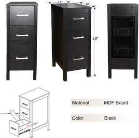 Eclife 60” Black Modern Stand Pedestal Bathroom Vanity Combo, W/Mirror