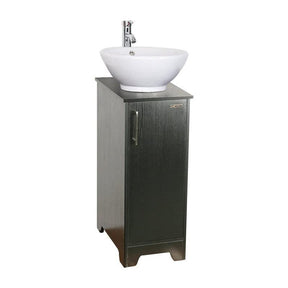 14" Bathroom Vanity and Sink Combo Black Small Vanity Sink & 1.5 GPM Water Save Faucet & Solid Brass Pop Up Drain
