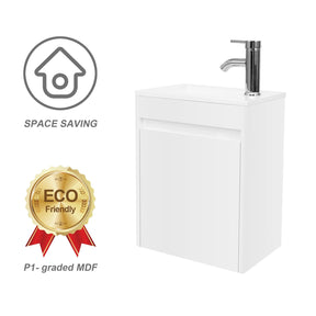 Rec 16" Wall Mounted Bathroom Vanity Combo with Single Undermount Sink