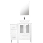 Eclife 36" Bathroom Vanity W/White Side Cabinet Combo Modern Pedestal Cabinet Set Pedestal Stand Wood with Bathroom Vanity Mirror Drawers Soft Closing Cabinet Doors Set