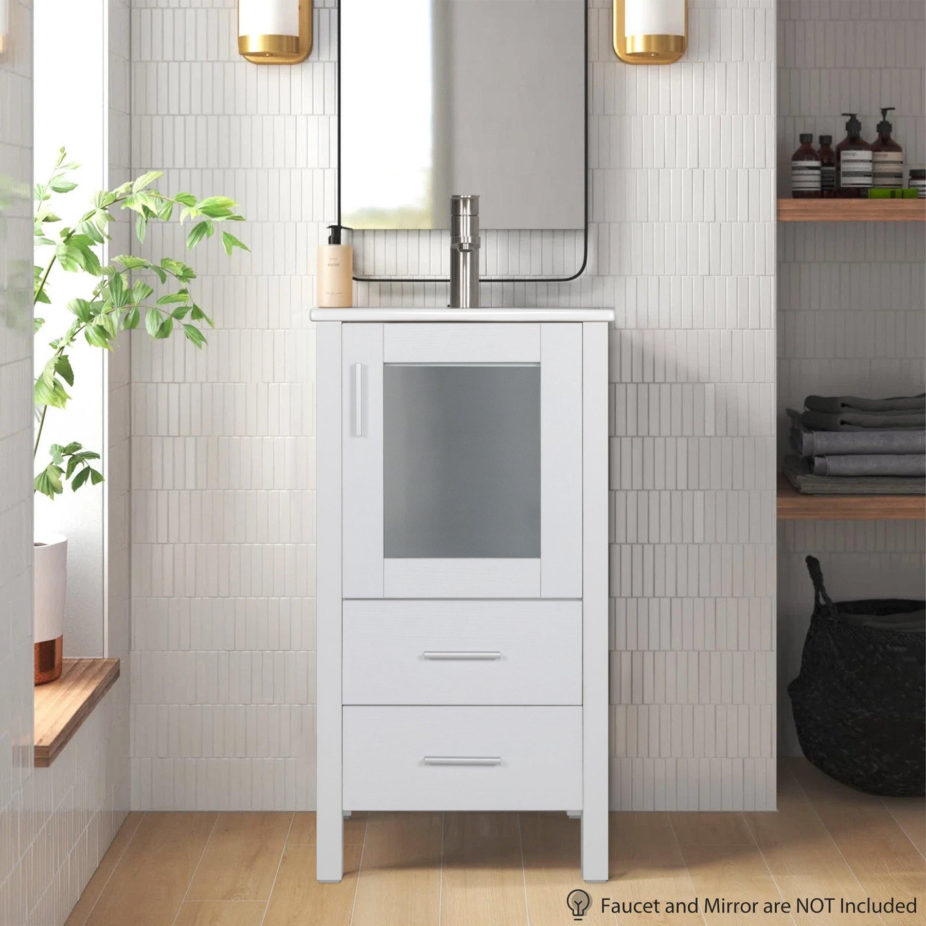 16" Small Bathroom Vanity with Undermount Ceramic Sink