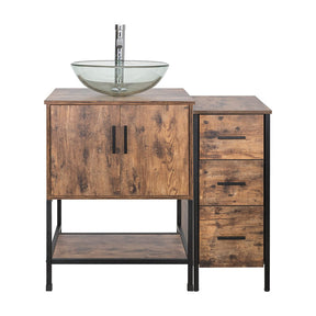 36" BATHROOM VANITY CABINET SINK COMBO W/FREE STANDING 3 DRAWERS SIDE CABINET