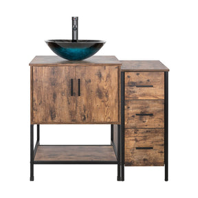 36" BATHROOM VANITY CABINET SINK COMBO W/FREE STANDING 3 DRAWERS SIDE CABINET