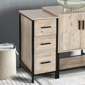 12" Bathroom Cabinet 3 Drawer Organizer Free Standing Single Vanity, Small Nightstand, White Vanity MDF(Ivory)