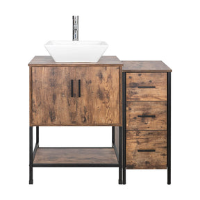 36" BATHROOM VANITY CABINET SINK COMBO W/FREE STANDING 3 DRAWERS SIDE CABINET