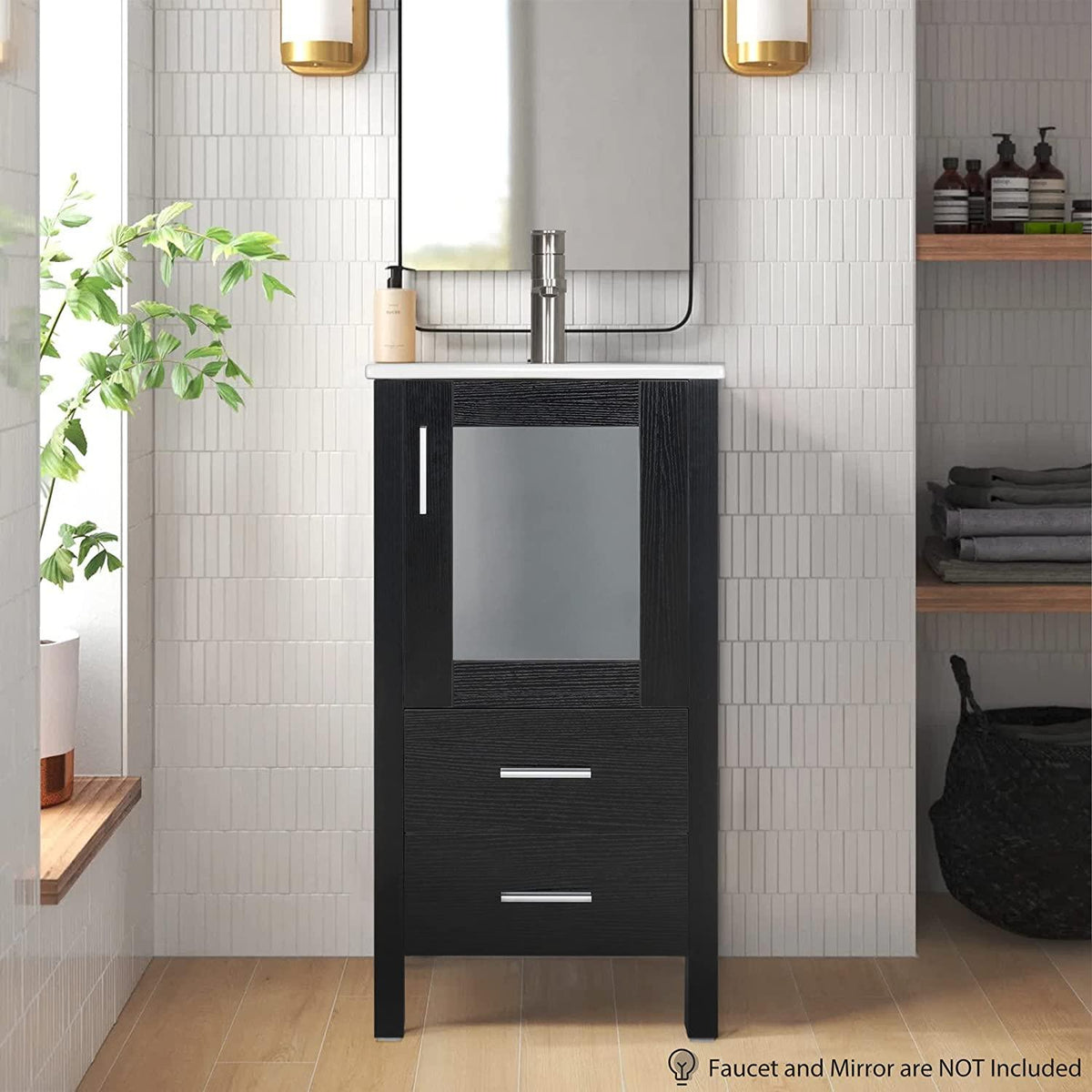 Eclife 24 Bathroom Corner Cabinet with Mirror, Wall Mount Mirror Cabi