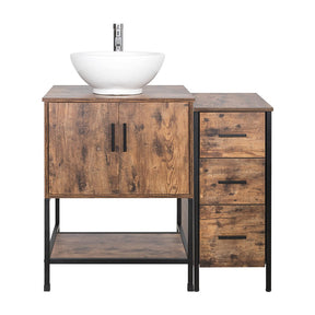 36" BATHROOM VANITY CABINET SINK COMBO W/FREE STANDING 3 DRAWERS SIDE CABINET