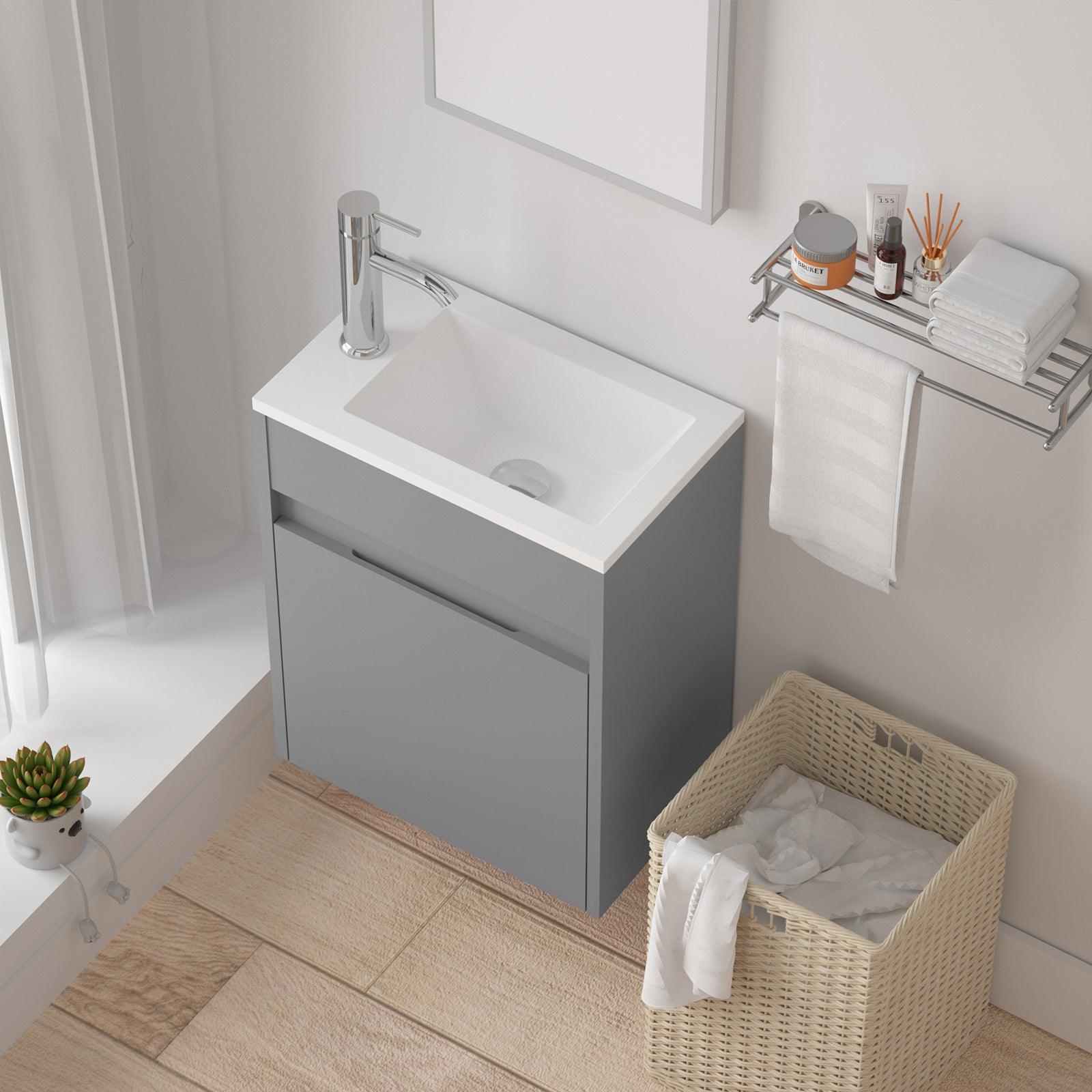 Modern small vessel sink and vanity combo