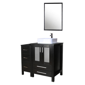 Eclife 36" Modern Pedestal Bathroom Vanity W/Side Cabinet Combo Set