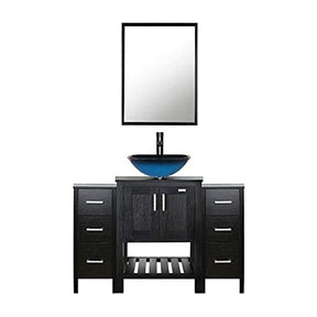 Eclife 48” Bathroom Vanity Sink Combo Black W/Side Cabinet, with Mirror